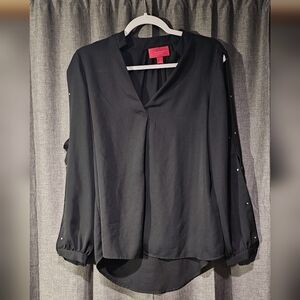 Vera Wang Split Sleeve Blouse With Silver Accents Size M
